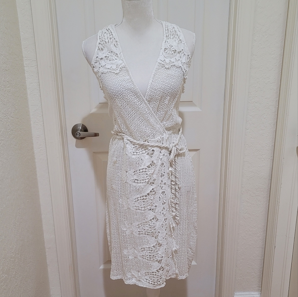 Ella Moss White Lace Wrap Swimsuit Cover Up Dress Sz XS